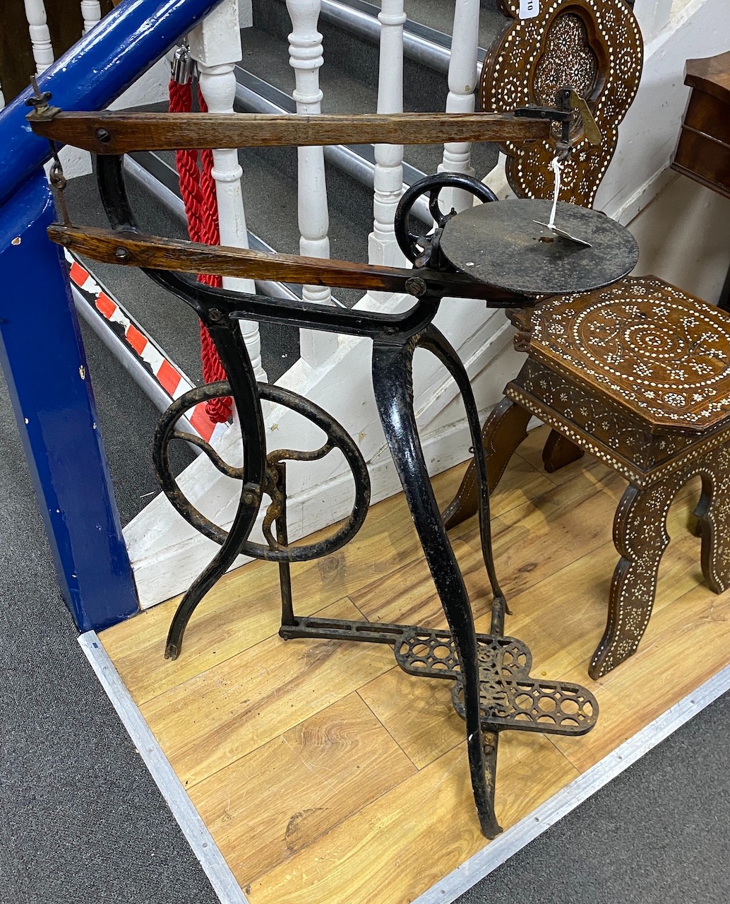 A Victorian 'New Rugers Hobbies' cast iron treadle fret saw